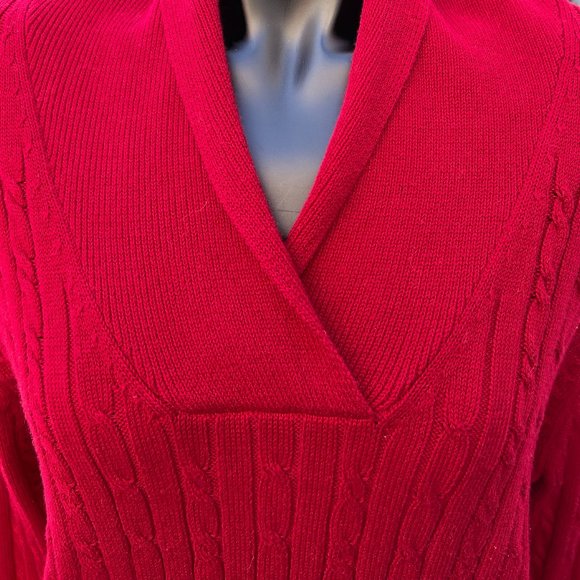 Charter Club Womens Sweater Long Sleeve Cotton Blend Pullover Knitwear Red L - Picture 5 of 7
